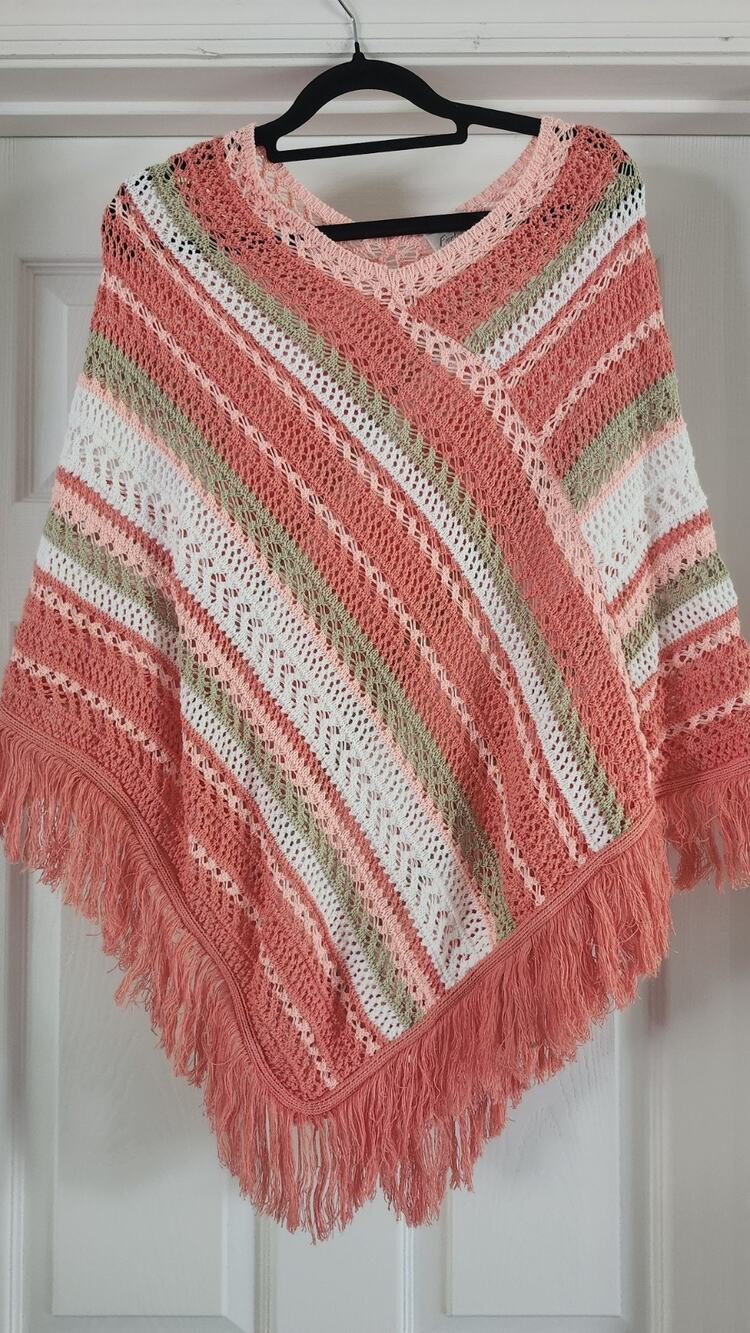 VTG Fiorlini International Crochet Knit Sweater Pink Boho Y2K One Size J11